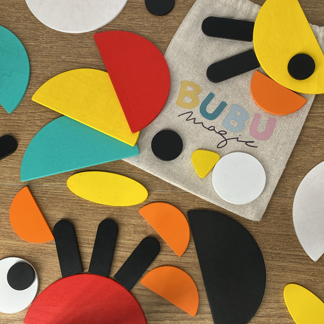 ANIMETRIC BubuMagic: juguete de madera para construir animales geométricos. Creativo y educativo.