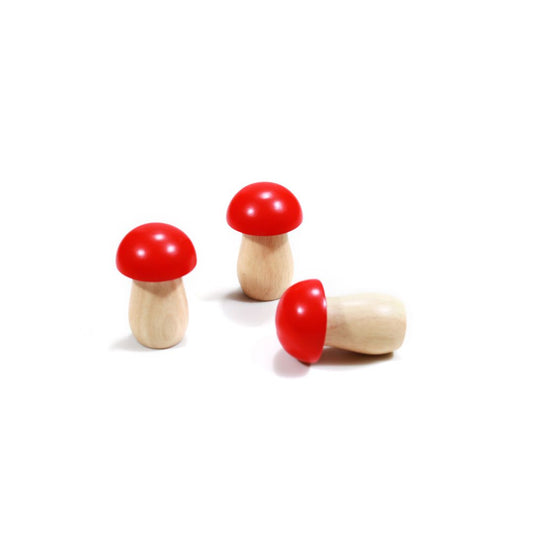 Champiñón shaker de madera BubuMagic. Instrumento de percusión infantil artesanal con forma de seta.